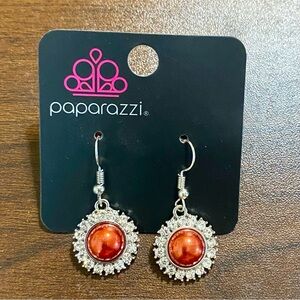 Paparazzi Radiant Red and Silver Rhinestone Earrings